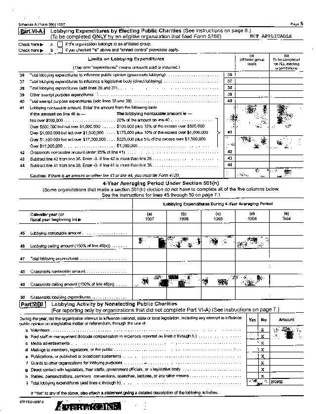 HOPE WW 1997 Tax Return, Schedule A, Page 5