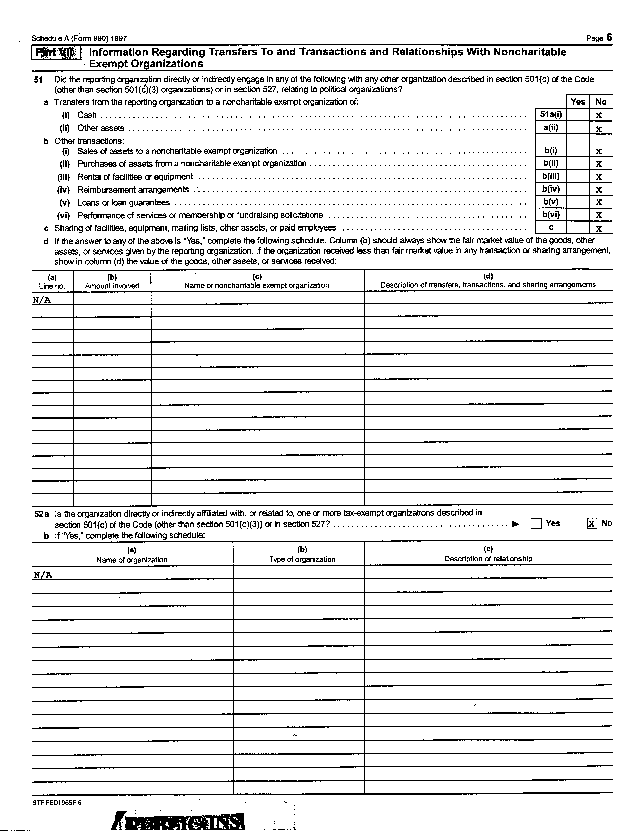 HOPE WW 1997 Tax Return, Schedule A, Page 6
